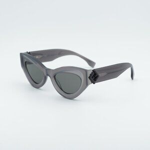 Fendi FE40146I 20A Sunglasses Grey Cat Eye Frame, Smoke Lenses